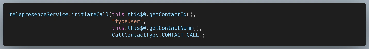 Figure 20: Invoking initiateCall from Contact Details → Contact Call