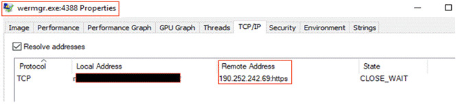 wermgr process initiated a C2 connection