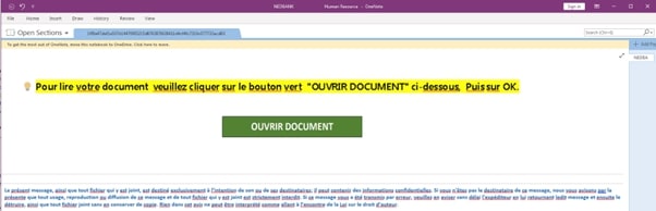 Figure 15 Phishing OneNote document since November 2022 targeted NedBank