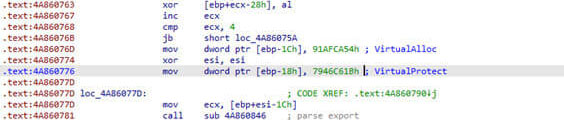 Figure 12 – Memory Allocation of the payload