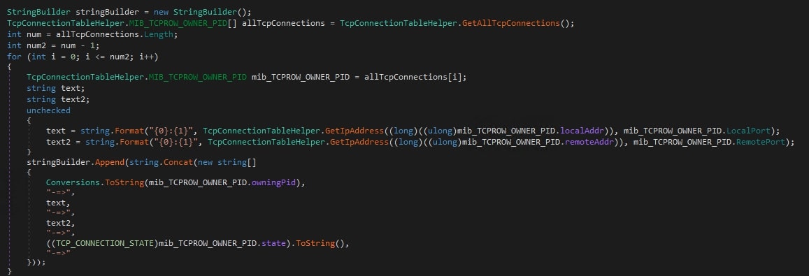 Figure 12: Collecting information about TCP connections