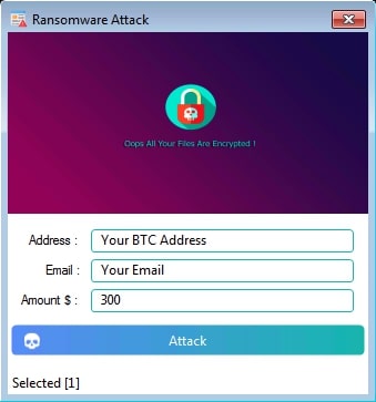 Figure 18: Window shown to Operator while initiating ransomware attack