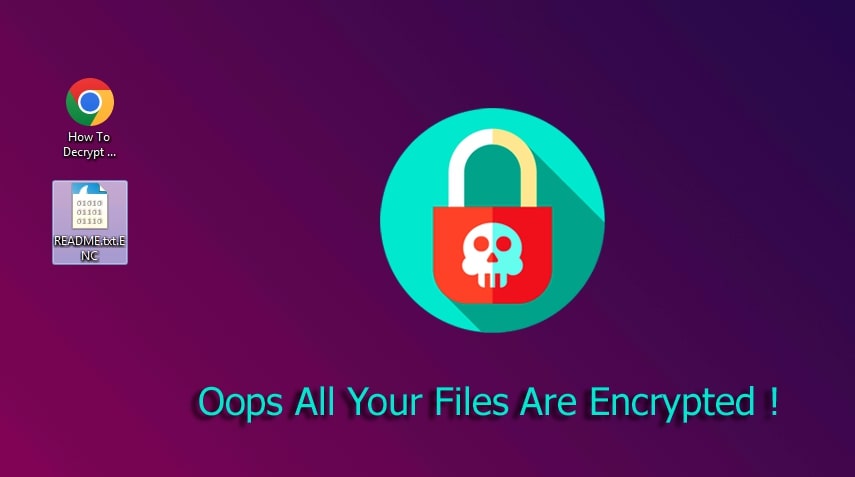 Figure 19: Desktop Image changed. Filename: “How To Decrypt My
Files.html” dropped to Desktop. Encrypted files have .ENC extension.