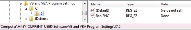 Figure 21: Registry entry: “Ran.ENC” is created after
encryption.
